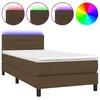 Image de vidaXL Sommier tapissier et matelas et LED Marron foncÃ© 90x190cm Tissu