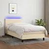 Image de vidaXL Sommier à lattes de lit avec matelas LED Crème 90x190 cm Tissu3133202