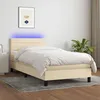 Image de vidaXL Sommier tapissier avec matelas et LED CrÃ¨me 90x190 cm Tissu
