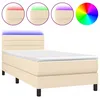 Image de vidaXL vidaXL Sommier tapissier avec matelas et LED Crème 90x200 cm Tissu