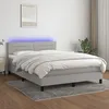 Image de vidaXL Sommier tapissier et matelas et LED Gris clair 140x190 cm Tissu
