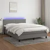 Image de vidaXL Sommier à lattes de lit et matelas et LED Gris foncé 140x200 cm
