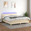 Image de vidaXL Sommier tapissier matelas et LED Marron foncÃ© 140x200 cm Tissu