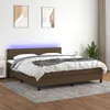 Image de vidaXL Sommier Ã  lattes de lit matelas et LED Marron foncÃ© 180x200cm