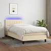 Image de vidaXL Vidaxl Sommier Tapissier Avec Matelas Et Led Crème 90x190 Cm Tissu