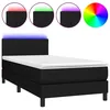 Image de vidaXL Sommier tapissier avec matelas et LED Noir 90x200 cm Tissu
