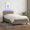 Image de vidaXL Sommier à lattes de lit avec matelas LED Taupe 100x200 cm Tissu