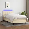 Image de vidaXL Sommier tapissier avec matelas et LED CrÃ¨me 100x200 cm Tissu