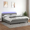 Image de vidaXL Sommier à lattes de lit et matelas et LED Gris foncé 160x200 cm