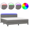 Image de vidaXL Sommier tapissier et matelas et LED Gris foncÃ© 160x200 cm Tissu