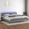 Image de vidaXL Sommier à lattes de lit et matelas et LED Gris foncé 200x200 cm