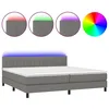 Image de vidaXL Sommier tapissier et matelas et LED Gris foncÃ© 200x200 cm Tissu
