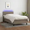 Image de vidaXL Sommier à lattes de lit avec matelas LED Taupe 90x190 cm Tissu