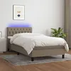Image de vidaXL Sommier tapissier avec matelas et LED Taupe 90x190 cm Tissu