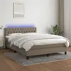 Image de vidaXL Sommier à lattes de lit avec matelas LED Taupe 140x190 cm Tissu