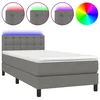 Image de vidaXL Sommier tapissier avec matelas et LED Gris foncÃ© 90x200cm Tissu
