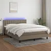Image de vidaXL Sommier à lattes de lit avec matelas LED Taupe 140x190 cm Tissu