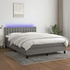 Image de vidaXL Sommier tapissier et matelas et LED Gris foncÃ© 140x200 cm Tissu