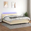 Image de vidaXL Sommier à lattes de lit avec matelas LED Crème 160x200 cm Tissu