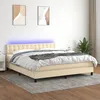 Image de vidaXL Sommier tapissier avec matelas et LED CrÃ¨me 160x200 cm Tissu