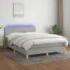 Image de vidaXL Vidaxl Sommier Tapissier Et Matelas Et Led Gris Clair 140x190 Cm Tissu