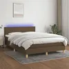 Image de vidaXL Sommier à lattes de lit matelas et LED Marron foncé 140x200 cm