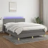 Image de vidaXL Sommier à lattes de lit et matelas et LED Gris foncé 140x190 cm
