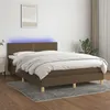 Image de vidaXL Sommier à lattes de lit matelas et LED Marron foncé 140x190 cm