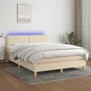 Image de vidaXL Sommier à lattes de lit avec matelas LED Crème 140x200 cm Tissu3133642