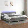 Image de vidaXL Sommier à lattes de lit et matelas et LED Gris foncé 200x200 cm