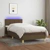 Image de vidaXL Sommier tapissier matelas et LED Marron foncÃ© 100x200cm Tissu