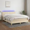 Image de vidaXL Sommier tapissier avec matelas et LED CrÃ¨me 140x190 cm Tissu