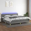 Image de vidaXL Sommier à lattes de lit et matelas et LED Gris foncé 200x200 cm
