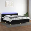 Image de vidaXL Sommier à lattes de lit et matelas et LED Noir 200x200 cm Tissu