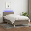 Image de vidaXL Sommier à lattes de lit avec matelas LED Taupe 90x200 cm Tissu