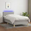 Image de vidaXL Sommier tapissier matelas et LED Gris clair 100x200 cm Tissu