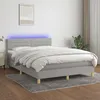 Image de vidaXL Sommier tapissier et matelas et LED Gris clair 140x190 cm Tissu