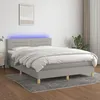 Image de vidaXL Sommier tapissier et matelas et LED Gris clair 140x200 cm Tissu