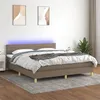 Image de vidaXL Sommier à lattes de lit avec matelas LED Taupe 160x200 cm Tissu