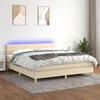Image de vidaXL Sommier à lattes de lit avec matelas LED Crème 160x200 cm Tissu