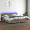 Image de vidaXL Sommier à lattes de lit et matelas et LED Taupe 200x200cm Tissu