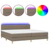 Image de vidaXL Sommier tapissier et matelas et LED Taupe 200x200 cm Tissu