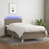 Image de vidaXL Sommier à lattes de lit avec matelas LED Taupe 90x200 cm Tissu
