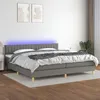 Image de vidaXL Sommier à lattes de lit et matelas et LED Gris foncé 200x200 cm