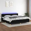 Image de vidaXL Sommier à lattes de lit et matelas et LED Noir 200x200 cm Tissu