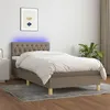 Image de vidaXL Sommier à lattes de lit avec matelas LED Taupe 90x200 cm Tissu