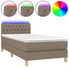 Image de vidaXL Sommier tapissier avec matelas et LED Taupe 90x200 cm Tissu