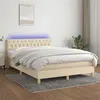 Image de vidaXL Sommier à lattes de lit avec matelas LED Crème 140x190 cm Tissu