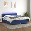 Image de vidaXL Sommier à lattes de lit avec matelas LED Bleu 160x200 cm Tissu