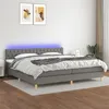 Image de vidaXL Sommier à lattes de lit et matelas et LED Gris foncé 200x200 cm